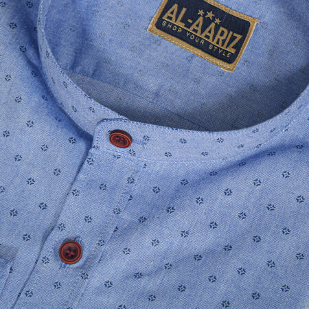 Blue With Navy Blue Printed Shirt