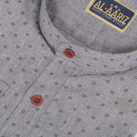 Gray with Navy Blue Printed Shirt