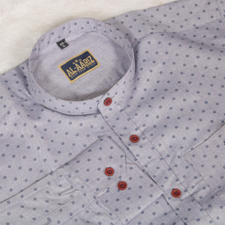 Purple with Navy Blue Printed Shirt