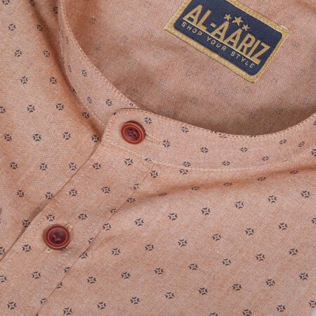 Peach with Navy Blue Printed Shirt